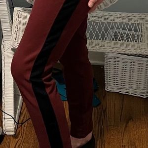 Straight Leg INC International Concepts Burgundy pants with Black Stripe size 8